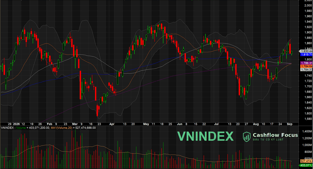 VN-Index tăng nhẹ nhờ trụ VIC, thị trường phân hóa mạnh - Danh mục Cashflow Focus giữ vững 100% cổ phiếu (08/09/2026) vni0809