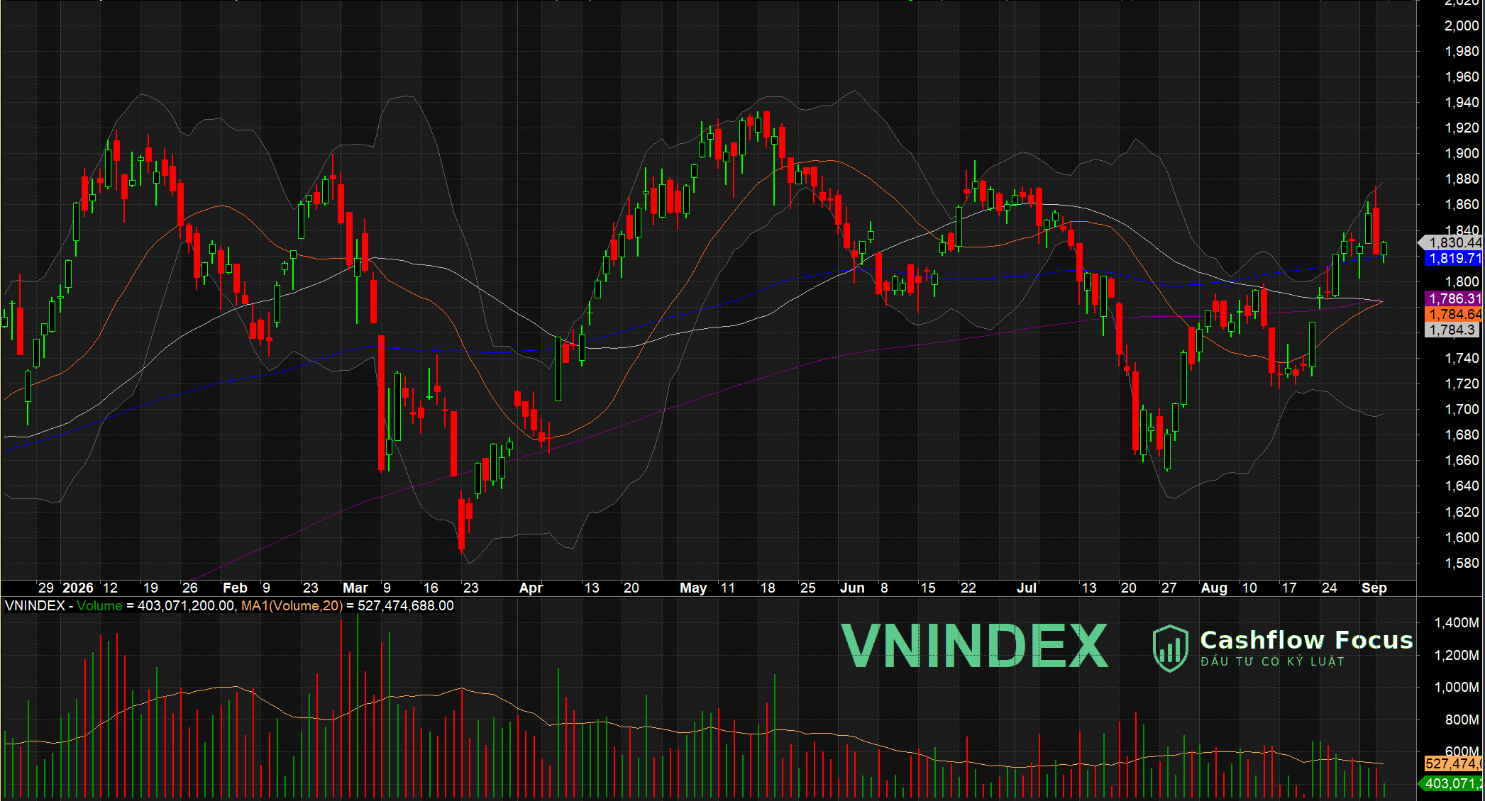 VN-Index tăng nhẹ nhờ trụ VIC, thị trường phân hóa mạnh - Danh mục Cashflow Focus giữ vững 100% cổ phiếu (08/09/2026) VN-Index tăng nhẹ nhờ trụ VIC, thị trường phân hóa mạnh – Danh mục Cashflow Focus giữ vững 100% cổ phiếu (08/09/2026)