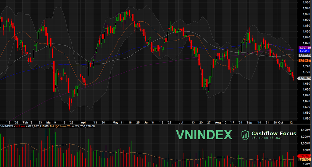 VN-Index đóng cửa dưới 1.700 điểm, chứng khoán và đầu tư công giữ sắc xanh giữa thị trường phân hóa vni1510